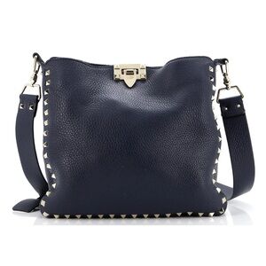 Valentino Garavani Rockstud Flip Lock
Messenger Bag Medium Navy Blue Leather